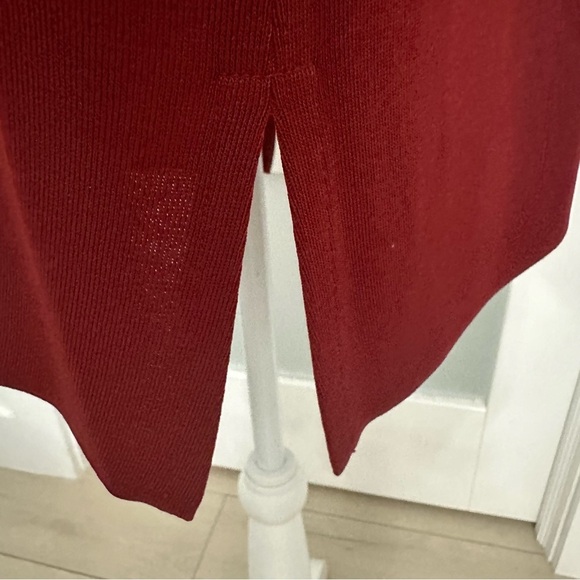 Misook Open Long Cardigan Burnt Red Black Stripe Detailing Quiet Luxury XXXL EUC - Picture 5 of 8